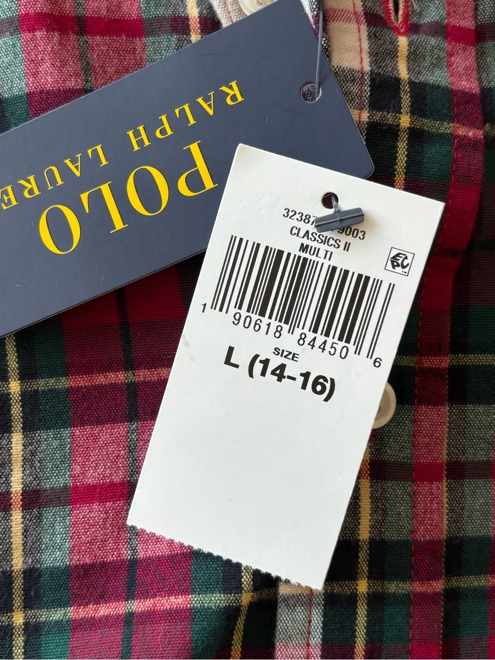 NWT Polo Ralph Lauren Boys  Button Down Shirt L 14 16 School Flannel